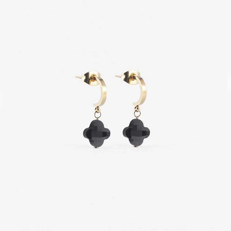 Velasquez onyx gold steel earrings - Zag bijoux