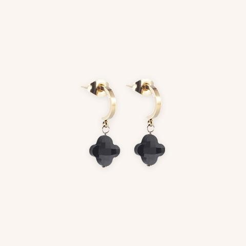Velasquez onyx gold steel earrings - Zag bijoux