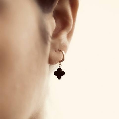 Tiny red gold hoops earrings - Zag Bijoux
