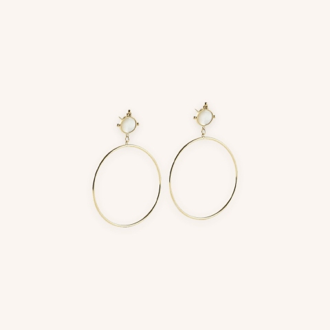 Mother-of-pearl circle earrings in gold steel - Zag Bijoux