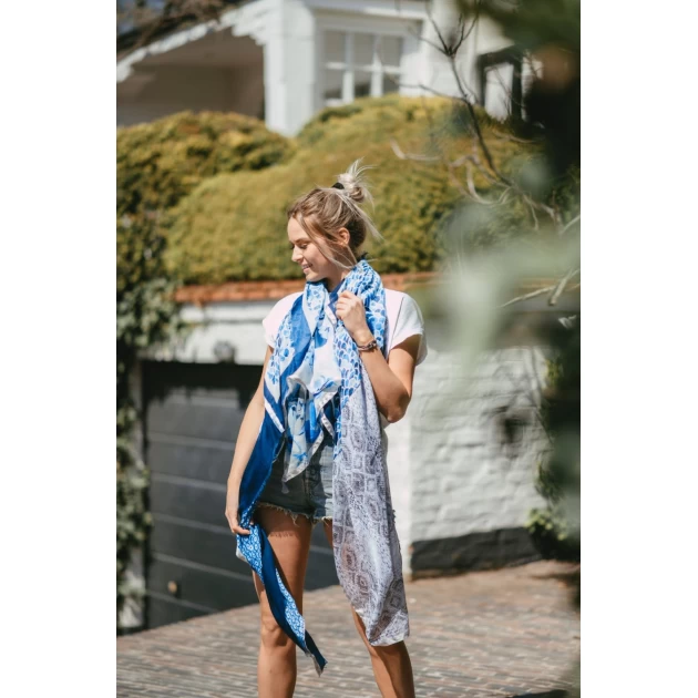 Jeans blue and white Margo scarf - Shanna