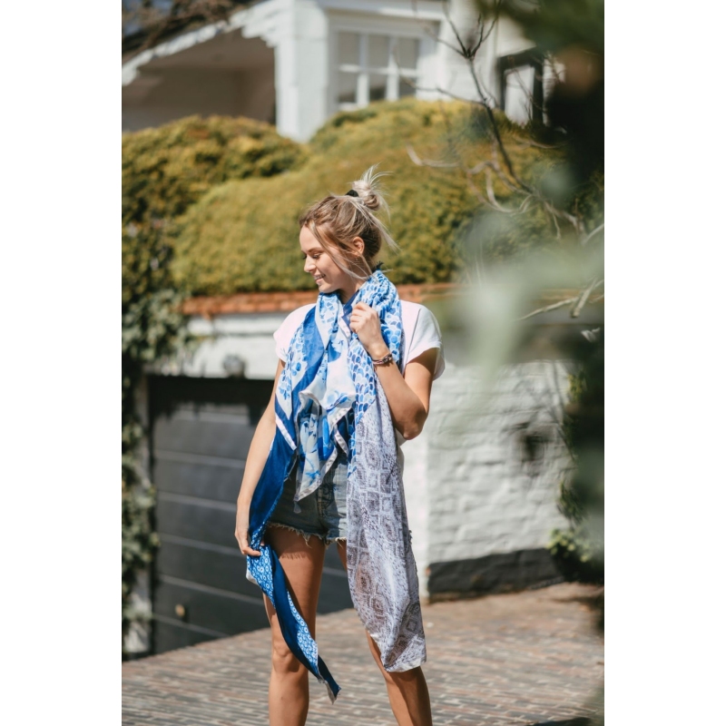 Jeans blue and white Margo scarf - Shanna