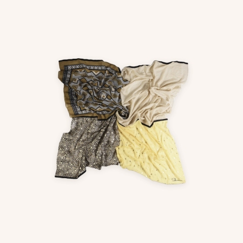 Yellow, black and white Mylène scarf - Shanna