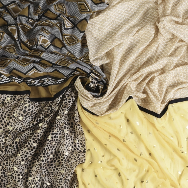Yellow, black and white Mylène scarf - Shanna