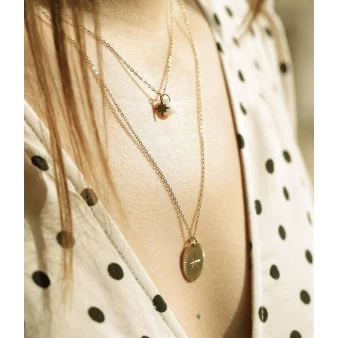 Stone polar necklace in gold steel and onyx - Zag Bijoux