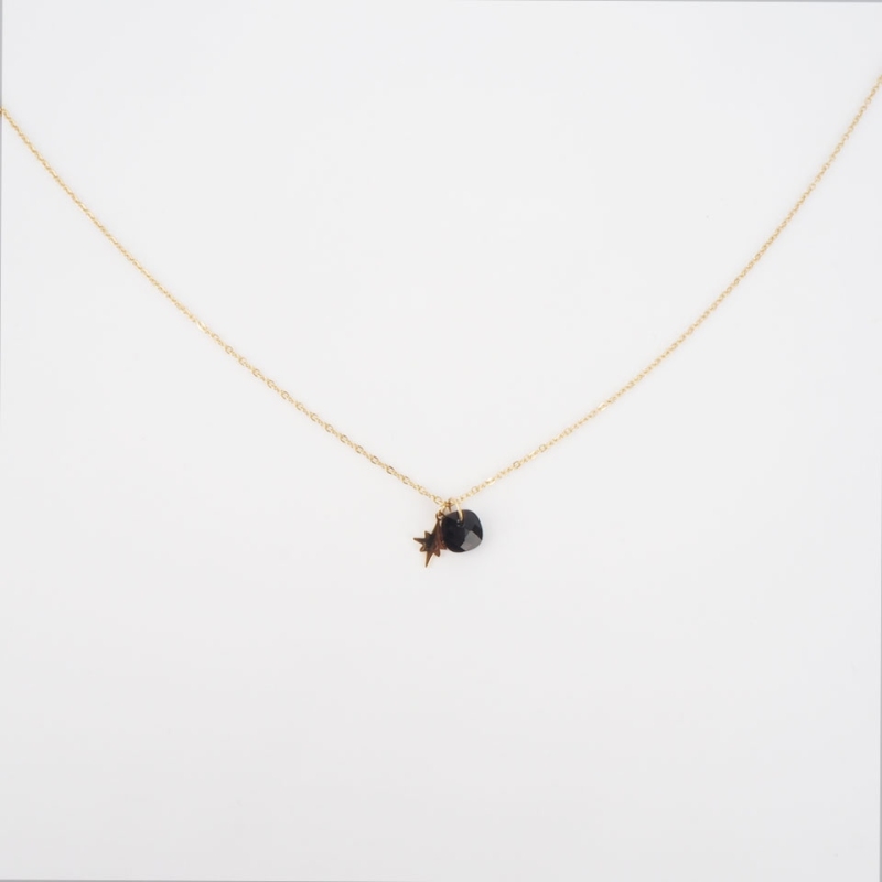 Stone polar necklace in gold steel and onyx - Zag Bijoux