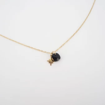 Stone polar necklace in gold steel and onyx - Zag Bijoux