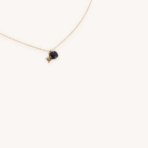 Stone polar necklace in gold steel and onyx - Zag Bijoux
