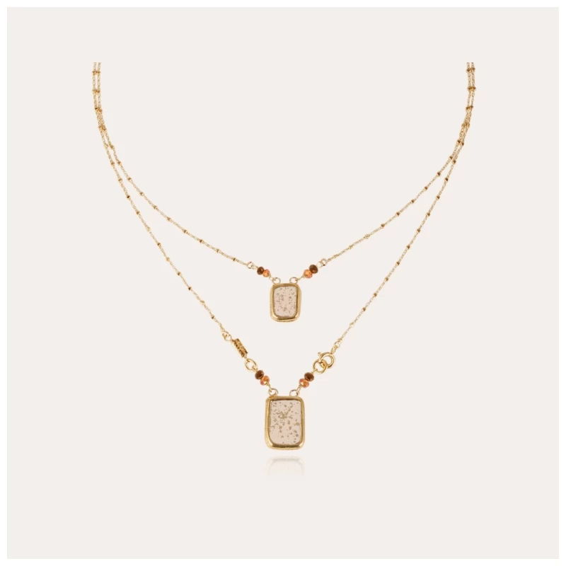 Gold Enamel Totem Scapular Necklace - Gas bijoux