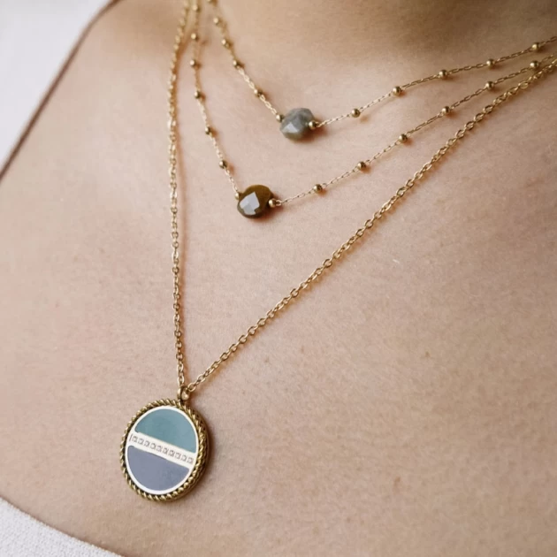 Collier Anty turquoise acier or - Zag Bijoux