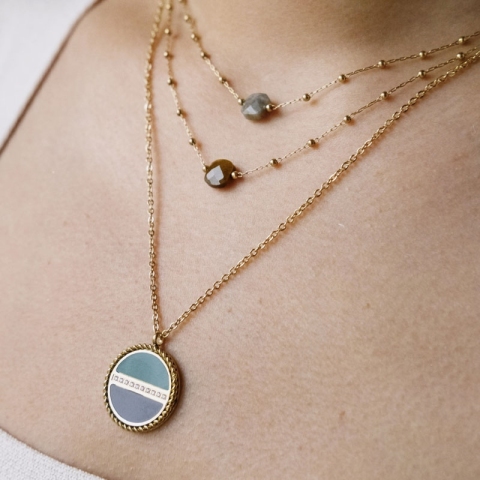Collier Anty turquoise acier or - Zag Bijoux