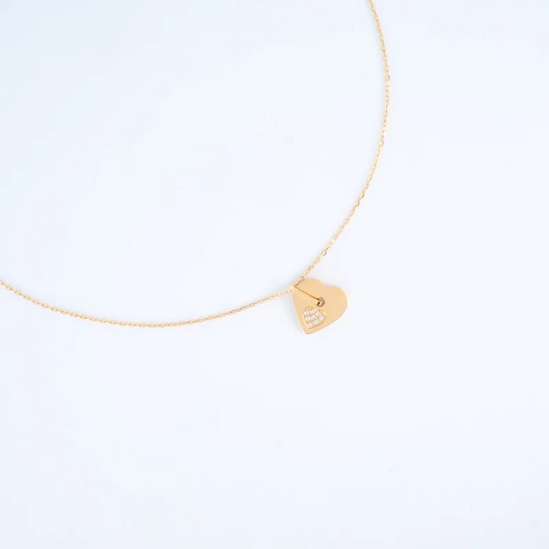 Zircon heart necklace in gold steel - Zag bijoux