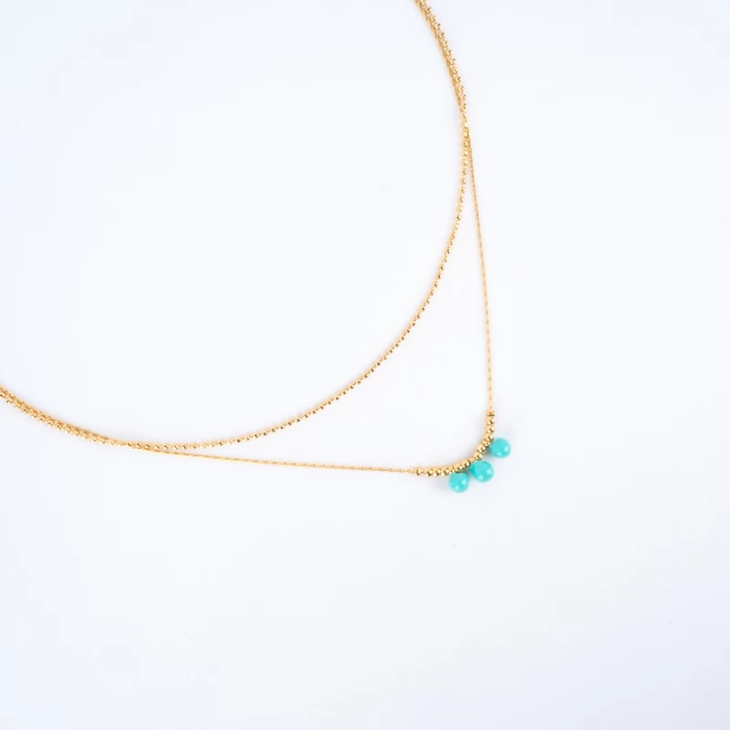 Maddy gold necklace with turquoise stone - Zag bijoux