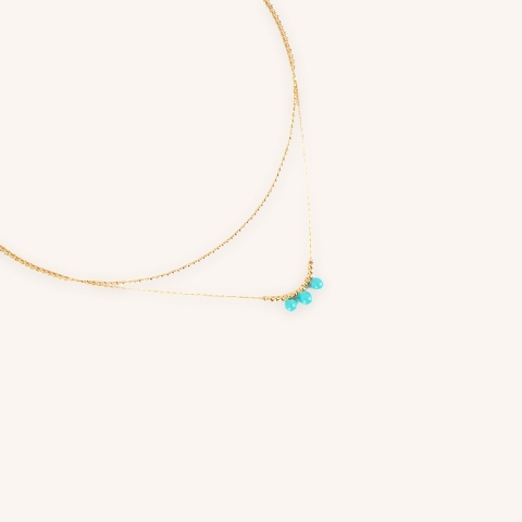 Maddy gold necklace with turquoise stone - Zag bijoux