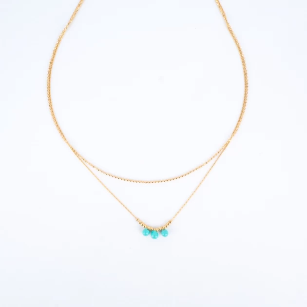 Maddy gold necklace with turquoise stone - Zag bijoux