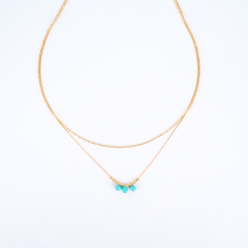 Maddy gold necklace with turquoise stone - Zag bijoux