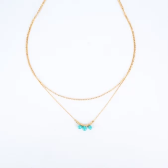 Maddy gold necklace with turquoise stone - Zag bijoux