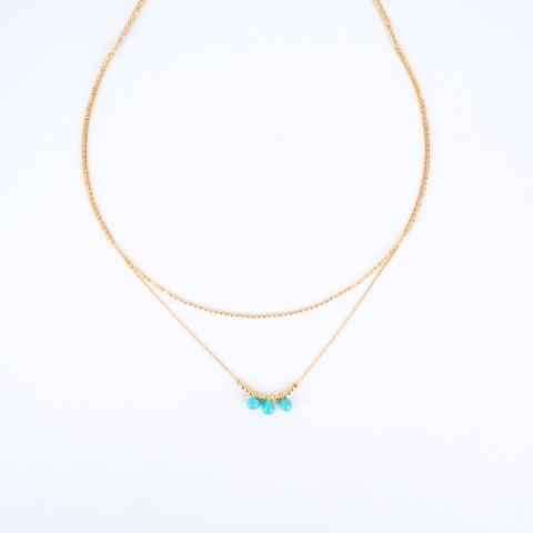 Maddy gold necklace with turquoise stone - Zag bijoux