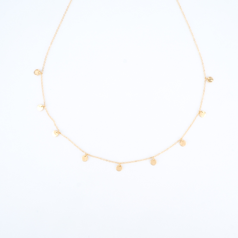 Collier Luxe Acier Inoxydable Doré - 2 Rangées Avec Pendentifs Goutte D'eau - NEUF