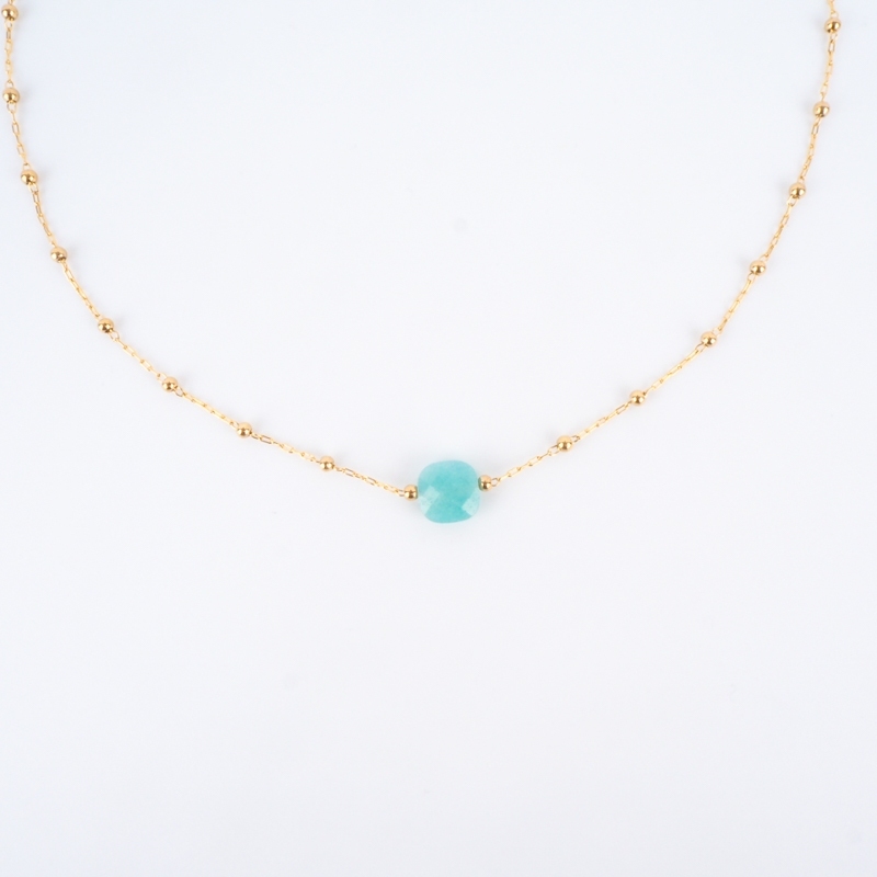 Anty turquoise steel gold necklace - Zag Bijoux