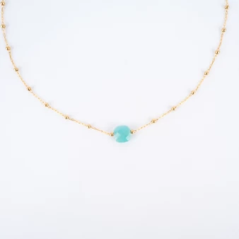 Anty turquoise steel gold necklace - Zag Bijoux