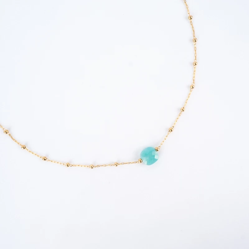 Anty turquoise steel gold necklace - Zag Bijoux