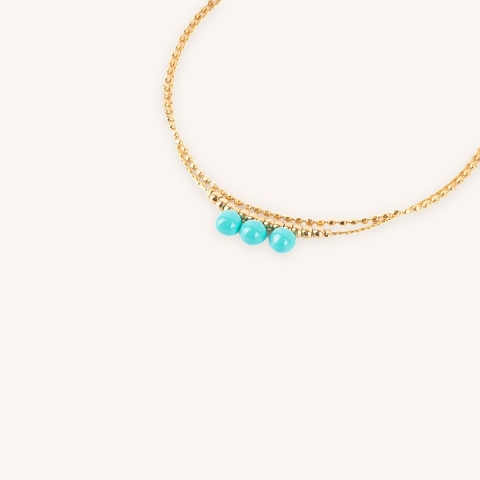 Bracelet Maddy double chaine turquoise acier or - Zag Bijoux