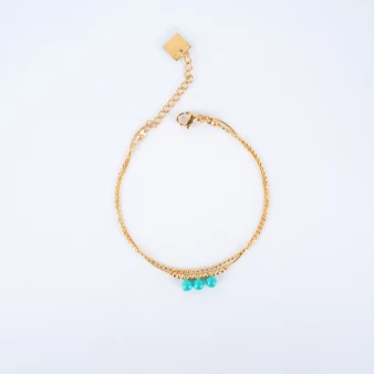 Maddy bracelet double chain turquoise steel gold - Zag Bijoux