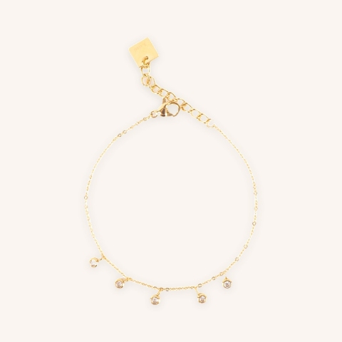 Gold steel chain bracelet set with zirconium - Zag Bijoux
