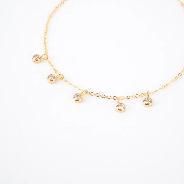 Bracelet chaine acier doré serti de zirconium - Zag Bijoux