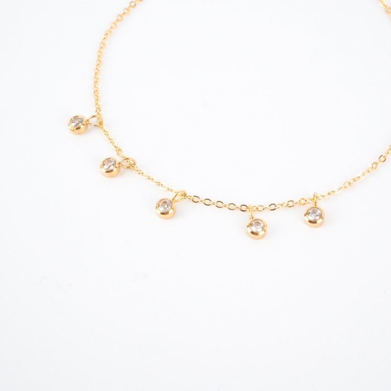Bracelet chaine acier doré serti de zirconium - Zag Bijoux