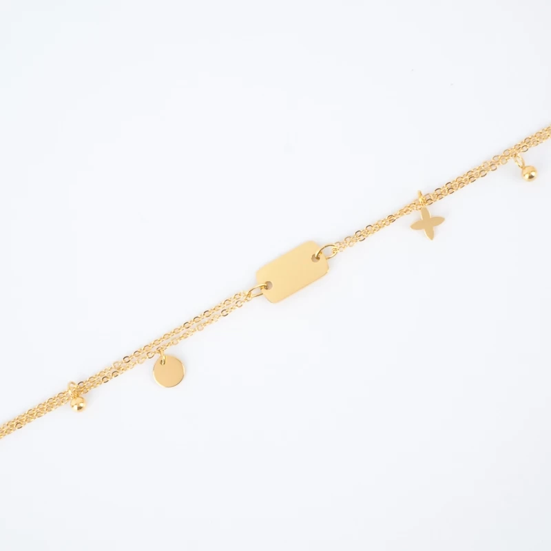 Bracelet breloques chaine acier doré - Zag Bijoux