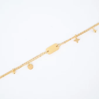 Bracelet breloques chaine acier doré - Zag Bijoux