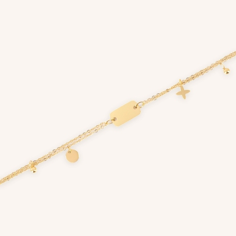 Gold steel chain charm bracelet - Zag Bijoux