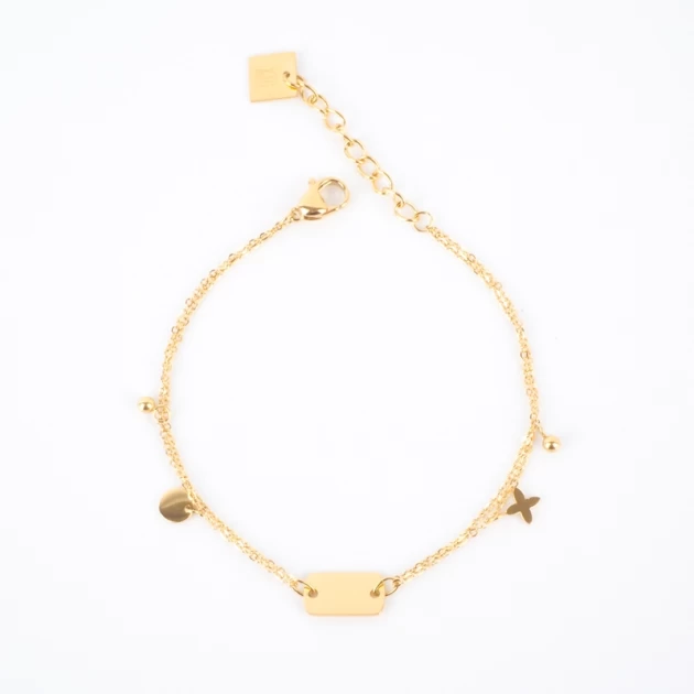 Bracelet breloques chaine acier doré - Zag Bijoux