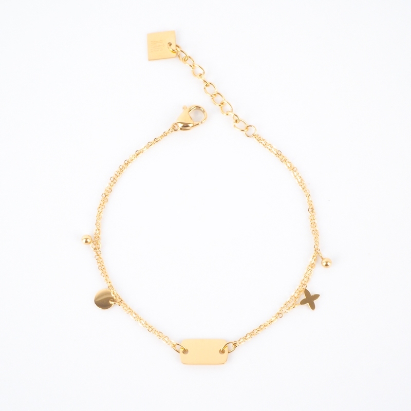 Gold steel chain charm bracelet - Zag Bijoux
