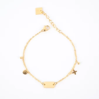 Gold steel chain charm bracelet - Zag Bijoux