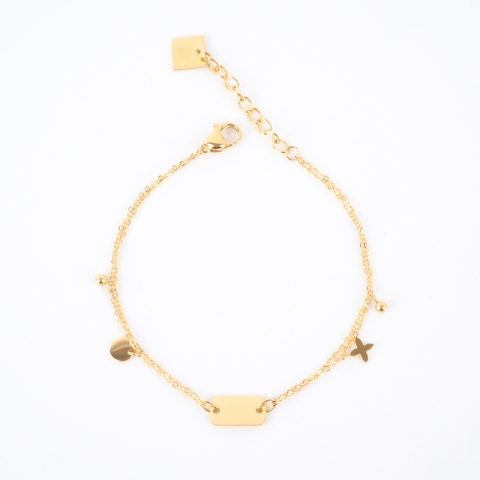 Bracelet breloques chaine acier doré - Zag Bijoux