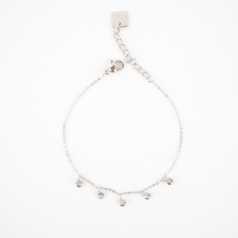 Bracelet chaine acier serti de zirconium - Zag Bijoux