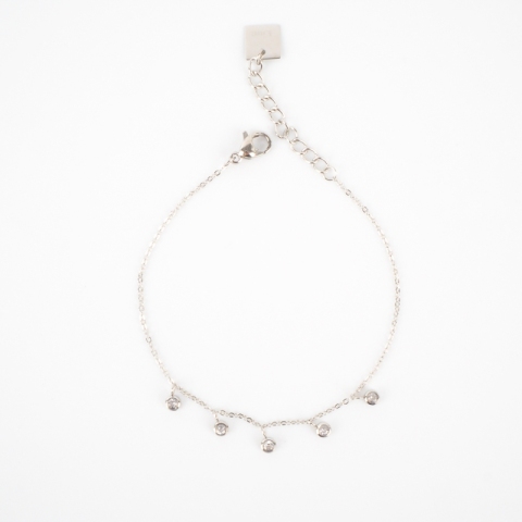 Bracelet chaine acier serti de zirconium - Zag Bijoux