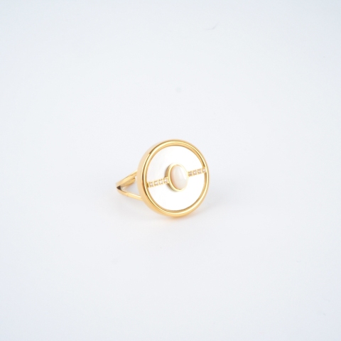 Bague Diana nacre et oxyde zirconium en acier doré - Zag bijoux