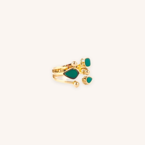 Bague Janelle Malachite en acier doré - Zag bijoux