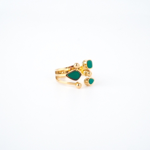 Janelle Malachite ring in gold-plated steel - Zag bijoux