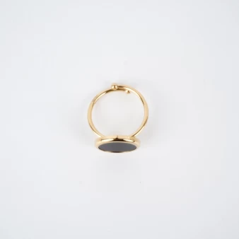 Laora Black Onyx ring in gold stainless steel - Zag bijoux