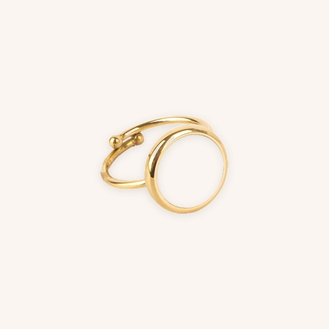 Adjustable mother-of-pearl ring in gold stainless steel - Zag bijoux