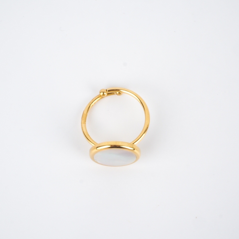 Adjustable mother-of-pearl ring in gold stainless steel - Zag bijoux