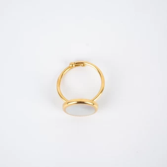 Adjustable mother-of-pearl ring in gold stainless steel - Zag bijoux