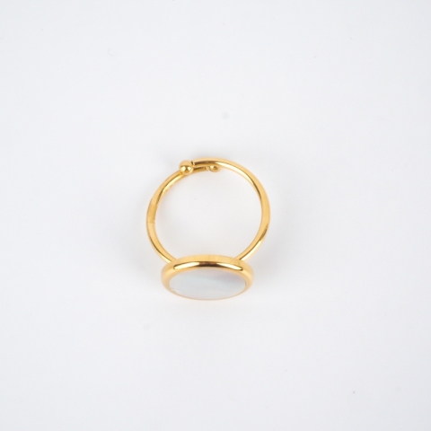 Bague ajustable nacre en acier inoxydable doré - Zag bijoux