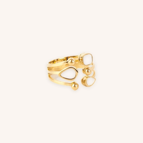 Janelle mother-of-pearl ring in gold stainless steel - Zag bijoux