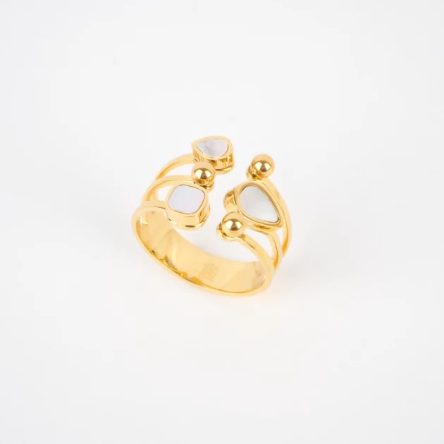 Janelle mother-of-pearl ring in gold stainless steel - Zag bijoux
